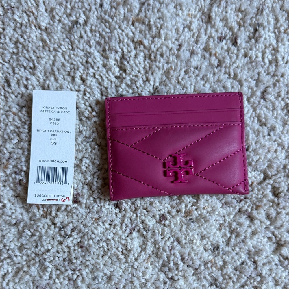 Tory Burch Bright Pink Quilted Card Case